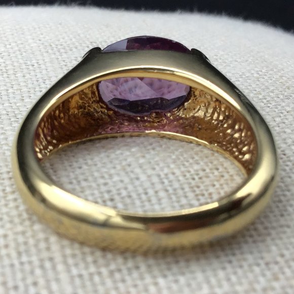 Lovely Gold & Purple Sterling Silver Vintage Ring Signed - Picture 7 of 13
